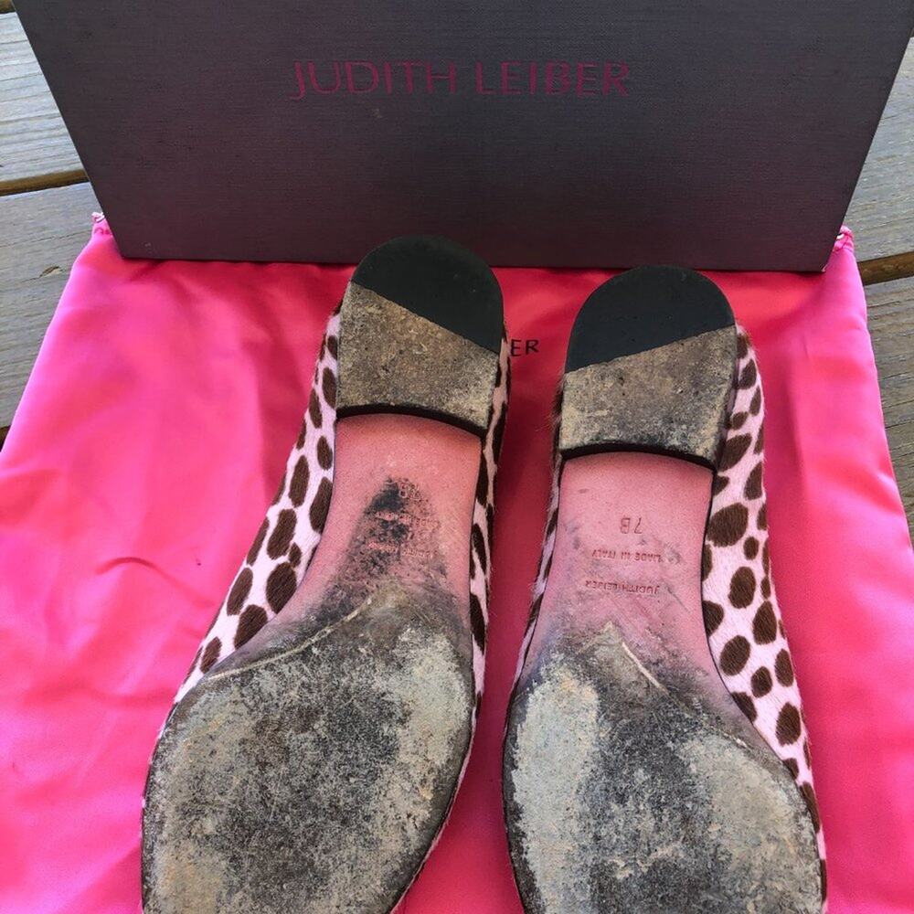Vintage Judith Leiber Rose Spotted Calf Fur Ballet Flats size 7 - Picture 4 of 6
